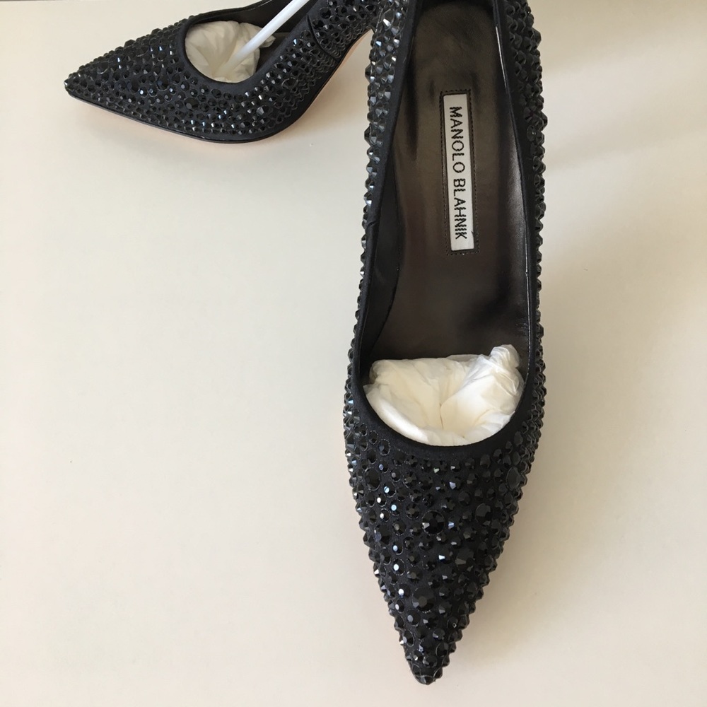 SOLD❗Manolo Blahnik BB Jet Crystal-Coated Satin Pumps - Picture 6 of 9